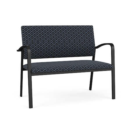 Lesro Newport 2 Seat Tandem Seating Metal Frame No Center Arms, Black, RS Night Sky Upholstery NP1501